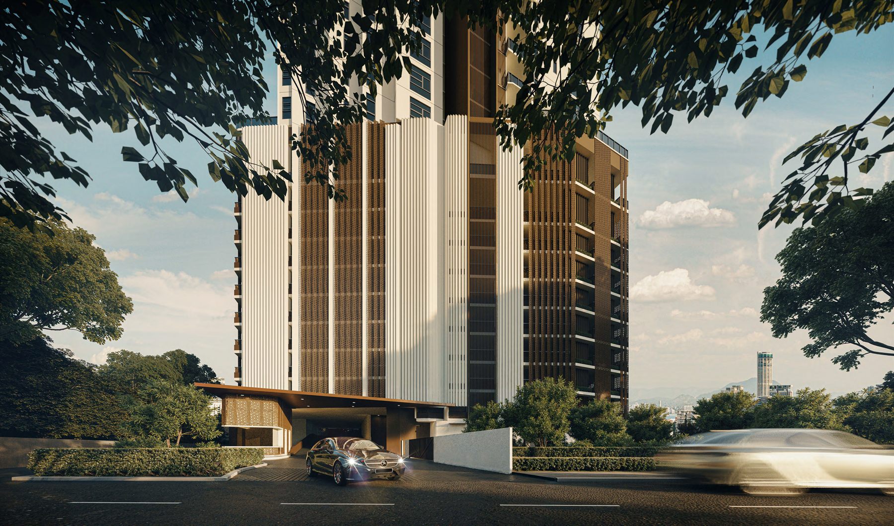 Arrival and entrance to Cantonment Residence, artist's impression