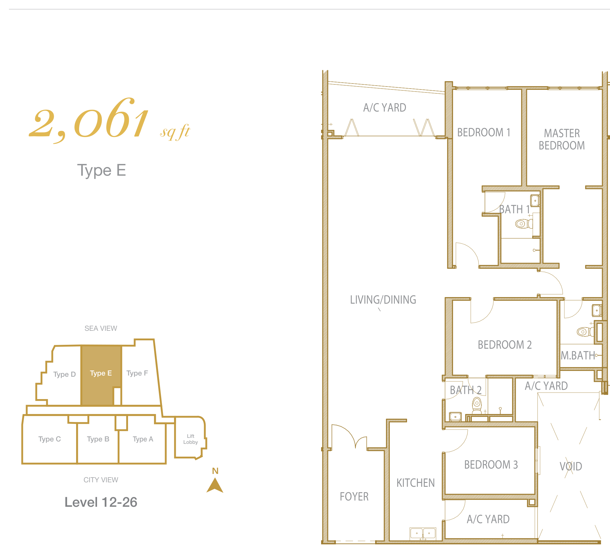 Floor plan: Type E, 2,061 sq ft